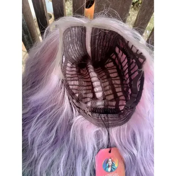 New long wavy pastel rainbow lace front wig - Picture 5 of 5